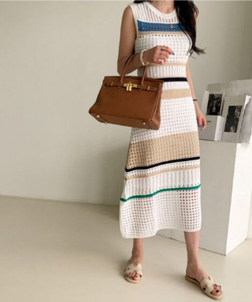 Striped Mesh Dress